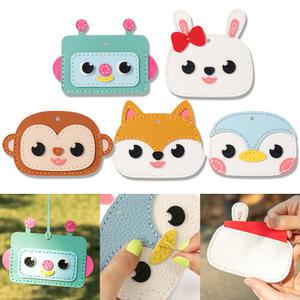 가죽 캐릭터 카드지갑 만들기 목걸이지갑 동물 로봇 가죽공예 휴대용 diy 바느질 키트