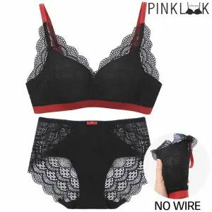 [하프클럽/핑크룩]엘렌디아 노와이어 브라팬티2종세트/블랙