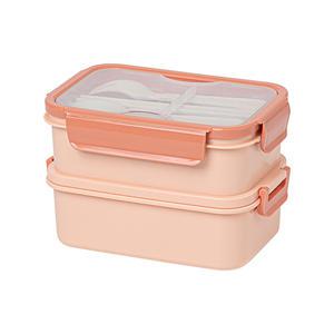 이지앤프리 밀프랩 퓨어박스 2단 도시락통 직장인 런치박스, 피치, 915ml(가방미포함)