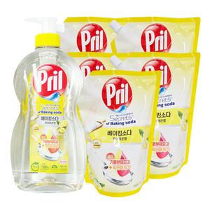 프릴 베이킹소다 퓨어레몬 본품 700ml 1개 +리필 1L 5개