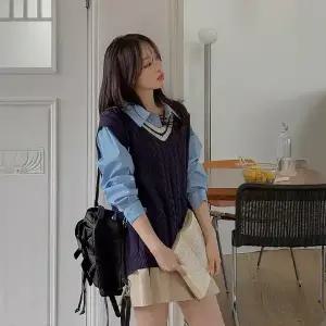 [제작/빅사이즈]이블렛 아렌든 배색 니트 베스트 제이스타일