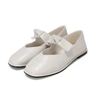 [롯데백화점]BARBARA 둥근 사각코 리본 포인트 데일리 플랫슈즈 BBG535-IV