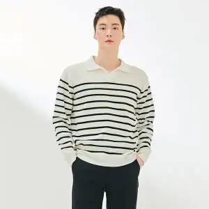 [하프클럽/체이스컬트]남성 스트라이프 카라 스웨터-DARK5213B01