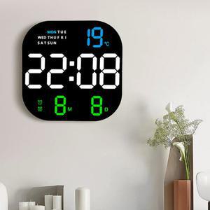 무소음 전자벽걸이시계 led 정사각 디자인 벽시계 날짜 온도 시계 밝기조절
