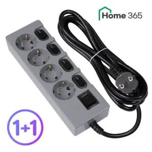 [홈365] 1+1 국산 개별멀티탭 4구 3m 그레이 블랙 / 16A 멀티콘센트
