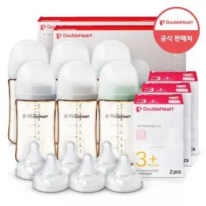 [더블하트] 모유실감 3세대 PPSU 젖병 모먼트 트리플팩 240mlx2개(젖병6개)+젖꼭지6입