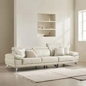 마르테 헤드틸팅 이태리 천연면피 통가죽 4인용 소파 스툴제외)