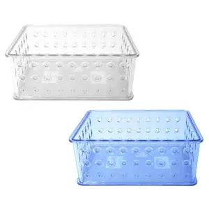 물방울 스텍 바스켓 투명 (205x145x85mm)/바구니/정리함/보관/수납/소품/플라스틱/사각/다용도/가정용