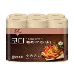 쌍용씨앤비 CODI 기름먹는 UKP 3겹 키친타올 130매 6롤
