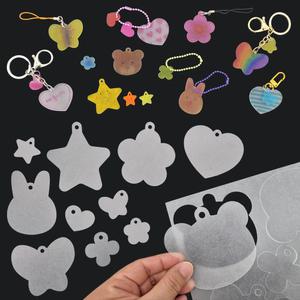 [KC인증] 더이안 마술종이 슈링크필름 펀칭 컷팅 도안 열쇠고리 키링 만들기 5인세트(1장)