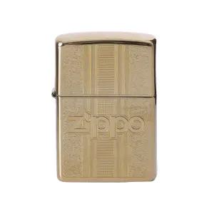 [지포] 지포 ZP29677 클래식 하이폴리쉬 패턴 로고 스탬프 골드 라이터