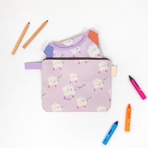 세맘스  어린이 유아 방수 미술가운+파우치 허그뭉치 퍼플