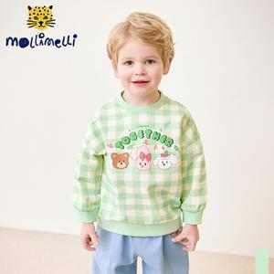 [몰리멜리] 파티투게더체크맨투맨티셔츠