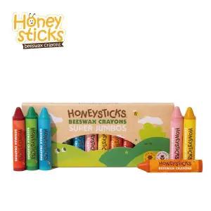 [허니스틱]비즈왁스 크레용-롱 12색/아기크레용/유아크레파스/돌아기크레파스/손에 묻지않는 유아크레용