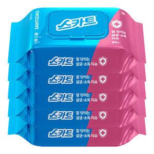 스카트 잘닦이는 살균 소독 티슈 60매 X 5개