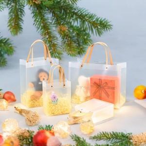 노리스  크라프트 손잡이 쇼핑백 반투명 미니 예쁜 간식 선물 포장 비닐 봉투 구디백 답례품