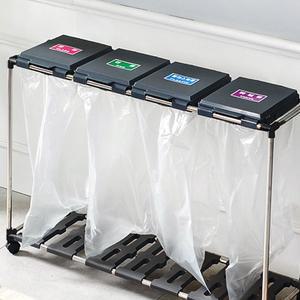 국산 4단 재활용 분리수거함 이동식 가정용 사무실 쓰레기 통 거치대