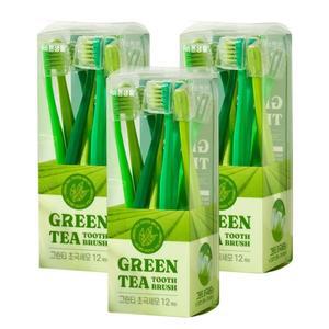 바른생활 그린티 초극세모 칫솔 12입 3세트