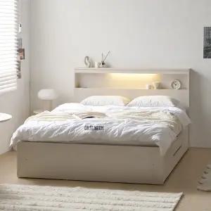 [아이앤] 세피아 LED 수납헤드 2단 침대 프레임 퀸 WF