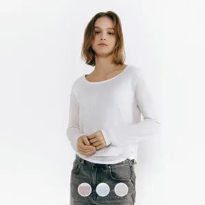 [지오다노] 325508 여 시어 더블 레이어드 긴팔티