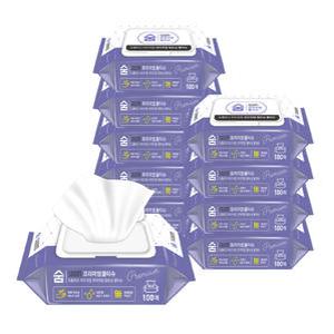 숨 프리미엄 물티슈 100매 10팩 캡형 도톰한 대용량 엠보싱 갓성비 저자극