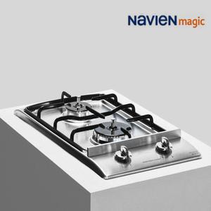나비엔매직 GRB-1102 2구 빌트인 가스레인지 매립형 가스쿡탑 건전지식 스텐 타공 265x485