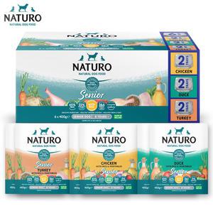 내추로 시니어 3종 버라이어티팩 치킨 칠면조 오리 습식사료 400g 6개