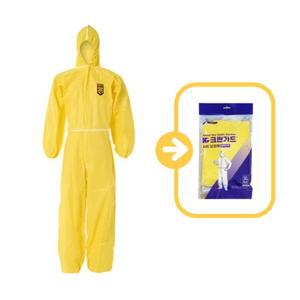크린가드 보호복 A40 후드 노랑 XL 특대형 43402 24개입 1박스 일회용작업복 방진복 방역복 방호복