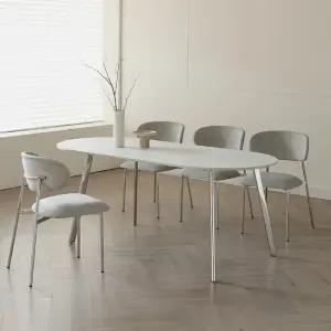 바모스 타원 세라믹 실버 식탁 테이블 6인용 1800