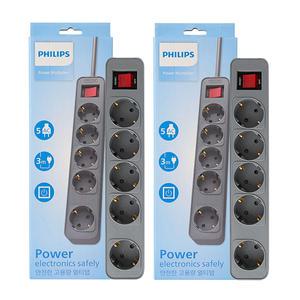 필립스 고용량멀티탭 올그레이 워크탭 5구, 1.5m, 2개