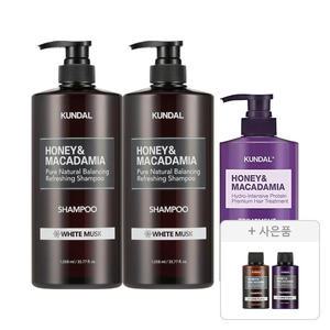 쿤달 네이처 샴푸 화이트머스크향 1058ml, 2개+트리트먼트화이트머스크향 500ml, 1개+증정(샴푸 일랑일랑 100ml, 1개+트리트먼트 일랑일랑 100ml, 1개)