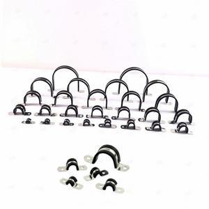 스텐 파이프 클램프 배관 호스 전선 고정 브라켓 U자 고무 클립 홀더