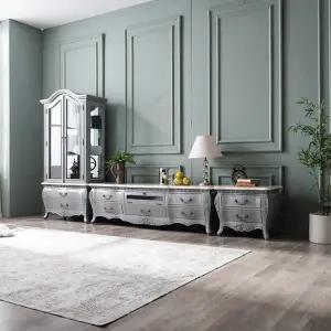 [리체갤러리] 빈티지 엔틱 이사벨 그레이 양문장식장 세트