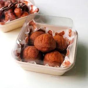 웰베이킹 투명뚜껑 오픈형 B003 펄프도시락 50개 (크라프트) / 햄버거 샌드위치 디저트 베이커리 버터떡 포장