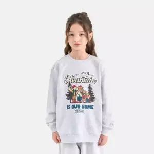 [아웃도어 프로덕츠 키즈]베어 패밀리 맨투맨 (멜란지 화이트) OD253IMM12_MWH