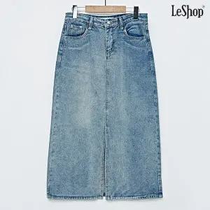 데님 포켓 H라인 데일리 트임 롱 스커트 (DO1WH001A)