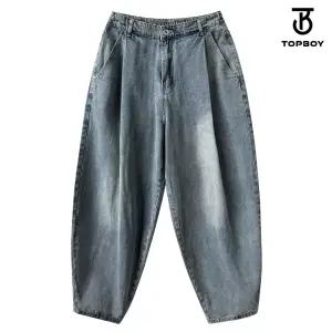 원턱 엑스트라 벌룬핏 와이드 뒷밴딩 데님 팬츠 (BN057)