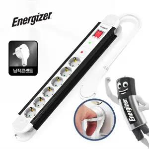 에너자이저 서지보호 고용량 멀티탭 3680W 납작 과부하차단 화이트 6구 2M