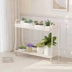 이동식 화분 선반 다이 식물 2단 거실 진열대 철제 받침대 바퀴달린 꽃집