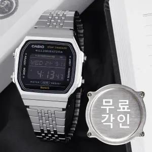 무료각인 카시오 ABL-100WE-1B 빈티지 올블랙 사각 블루투스 남자 메탈 시계 c