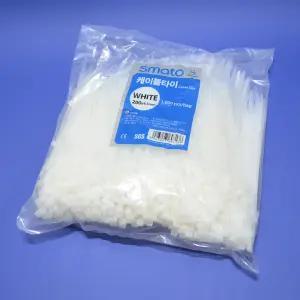 스마토 케이블타이 200mm 백색 1000개 전선타이 전선결속기 선정리 케이블정리 1022966