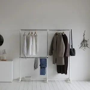 [신세계라이브쇼핑]동서가구 무브 2단 더블 확장형 이동식 옷걸이 행거 DF927236