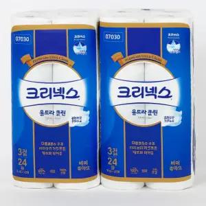 크리넥스 화장지 3겹 울트라클린 25m 24롤 2팩