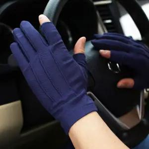 봄 여름 순면 자외선 차단 터치스크린 운전 미끄럼 방지 야외 사이클링 손가락 없는 장갑 남성용