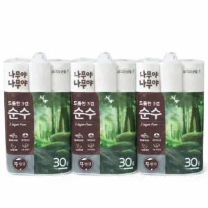미래생활 나무야나무야 도톰한3겹 순수 화장지 27m x 30롤 x 3팩