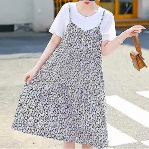 [하프클럽/]여성 원피스 여름 레이어드 레이스 반팔 나시 꽃무늬