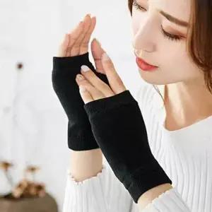 [하프클럽/]블랙 무지 핸드워머 니트 2p세트 면토시 사무실