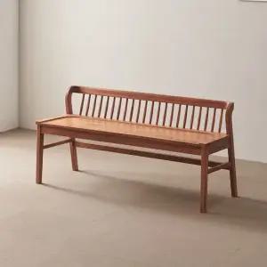 라로퍼니처 발렌시 참죽나무 원목 3인 인테리어 벤치 식탁 의자