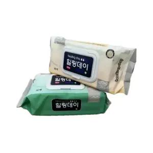힐링데이 빅사이즈 엠보싱 물티슈 캡형 대용량 병원 및 요양시설 환자용 청소용 60매 1팩