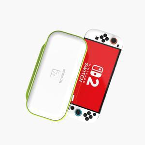 닌텐도 스위치 2용 용량 휴대용 케이스 (2025년) , 12개의 게임 카트리지가 포함된 울트라 에어 EVA 여행용 파우치, 화면 보호 커버, 액세서리 보관 가방, (화이트앤그린)